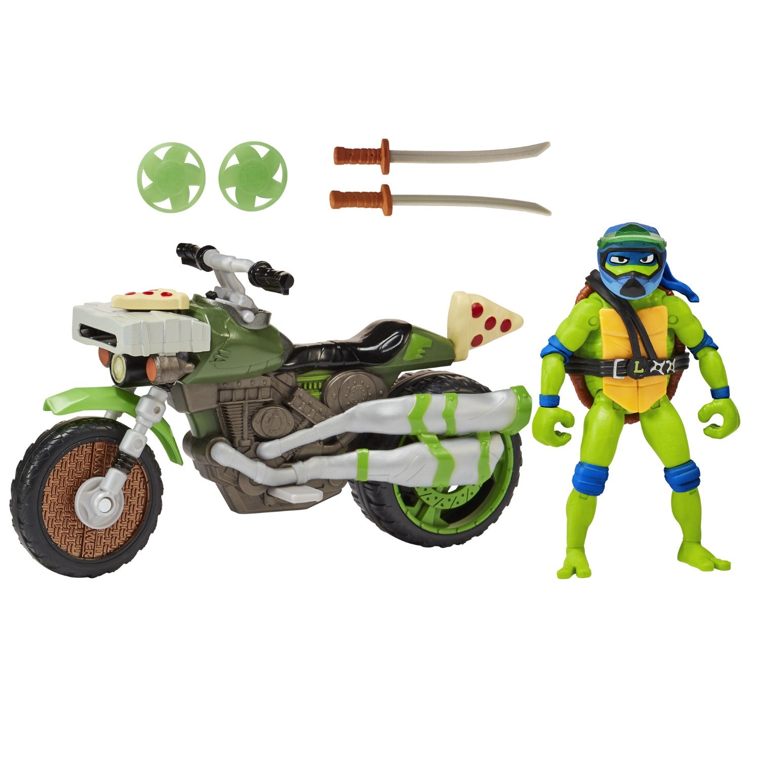 TORTUES NINJA Les Tortues Ninja, Véhicule avec Figurine exclusive de 12 cm, avec fonction combat, Leonardo, Jouet pour enfants dès 4 ans, TU8031