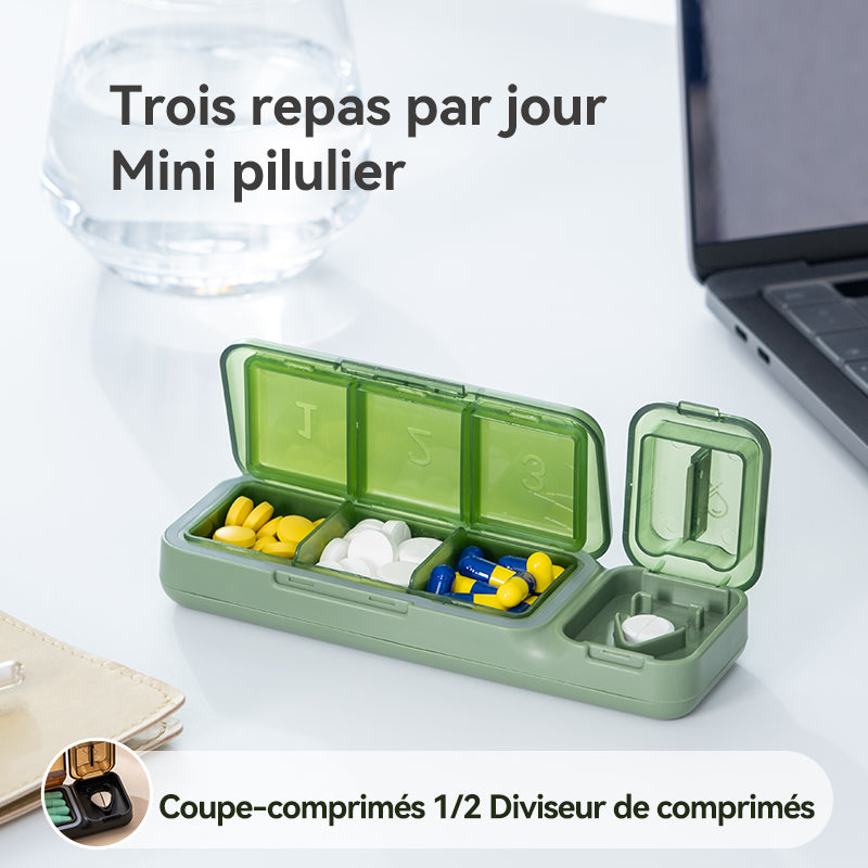 JORDAN&JUDY Petit Pilulier Portable avec Coupe-Comprimés et Boîte de Rangement Quotidienne 1 pc Vert