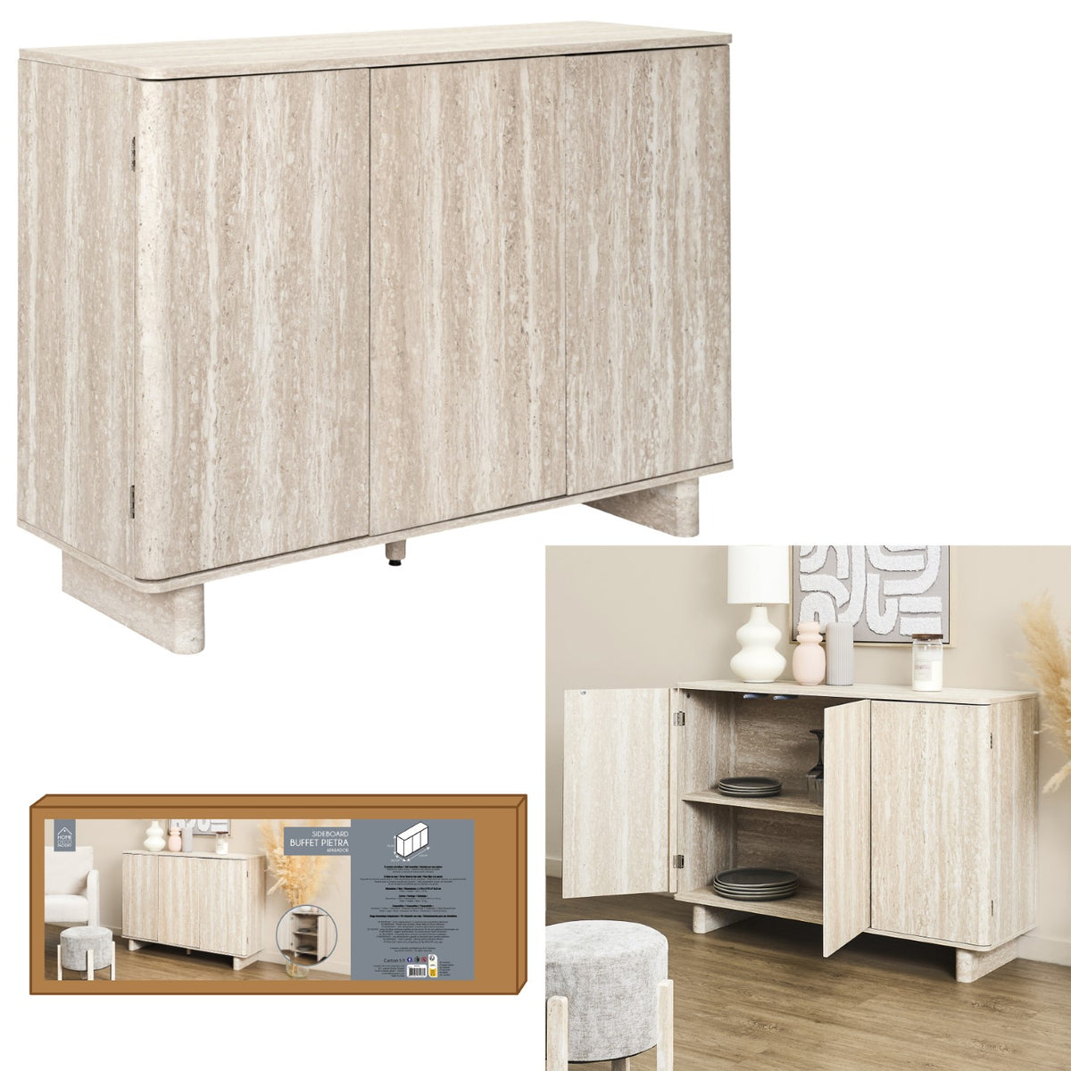 HOME DECO FACTORY Buffet Pietra à 3 portes
