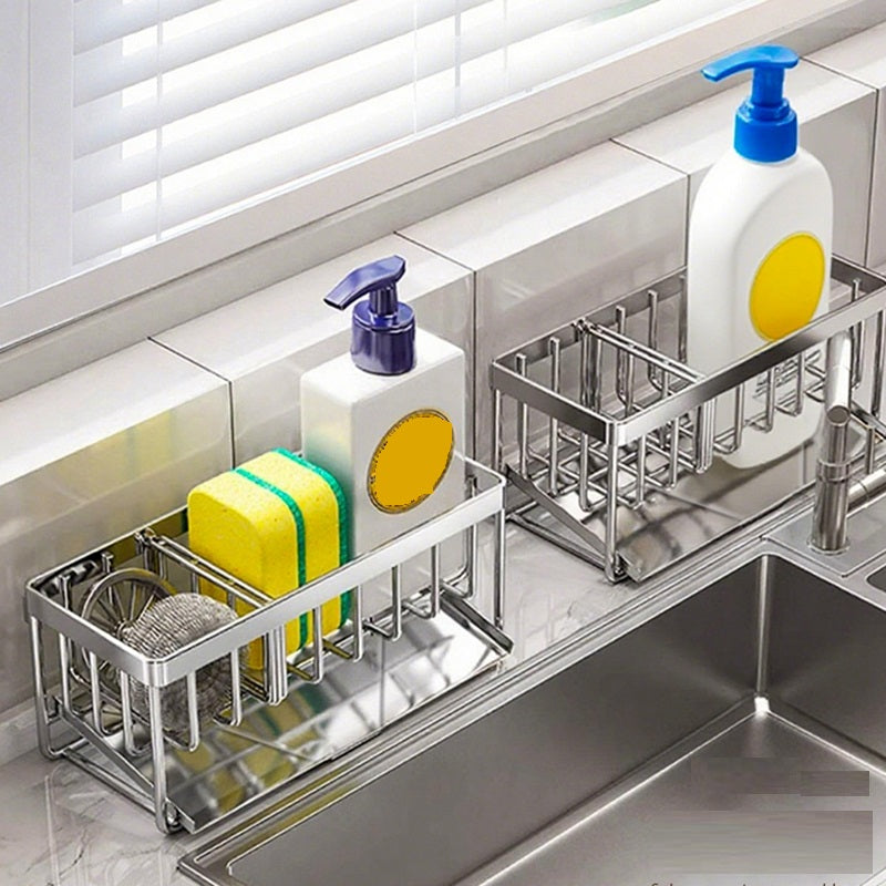 Maxcook organisateur pour évier de cuisine, porte-éponge pour évier, acier inoxydable 304, organisateur de distributeur de savon pour plan de travail de cuisine