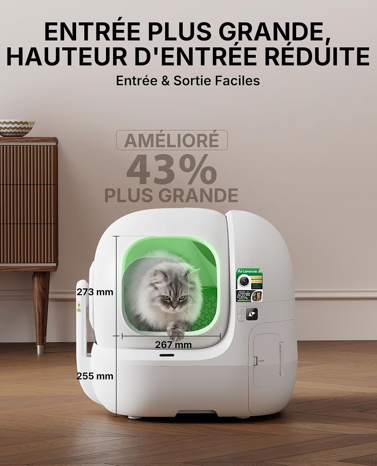 PETKIT Purobot Max Pro 2 avec Caméra Bac à Litière Automatique Autonettoyant pour Chat, Bac à Litière Contrôlé par Application avec Capteurs de Sécurité - UE