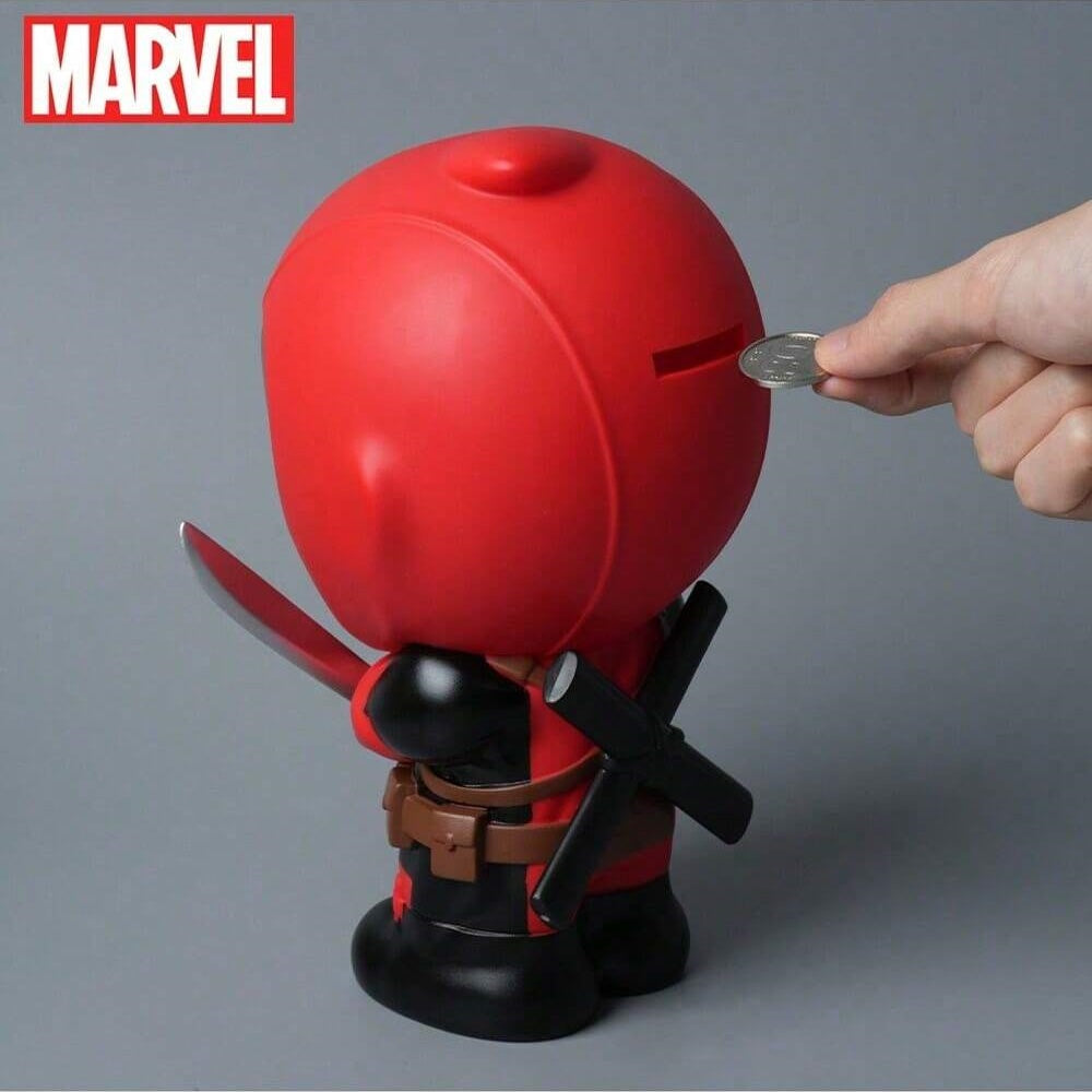 Marvel Tirelire Deadpool, 1 pièce, licence officielle, figurine chibi 3D en PVC mignonne, boîte à monnaie, étanche, incassable, objet de collection, organiseur de bureau