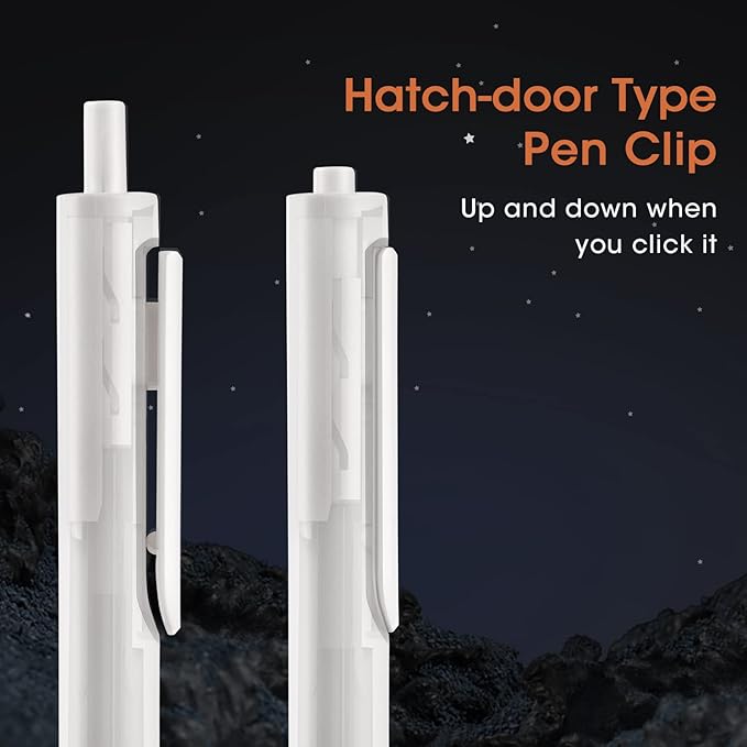 WRITECH Lot de 8 stylos gel Up-Gel à encre noire pointe fine 0,5 mm sans bavure ni tache rétractables à bouton-poussoir pour tenue de journal croquis dessin prise de notes pointe