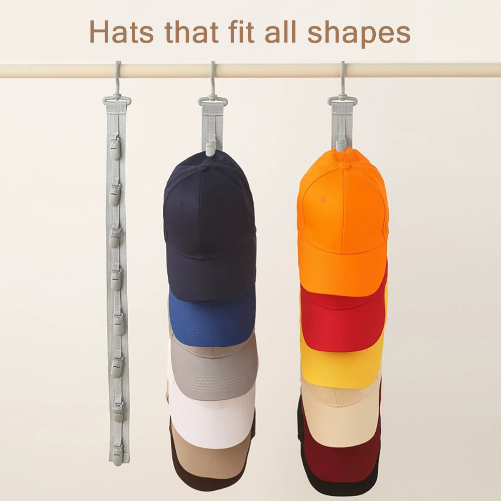 Organisateur de Casquettes avec Pinces pour Placard, Support de Chapeaux Pratique, Range jusqu’à 8 Casquettes
