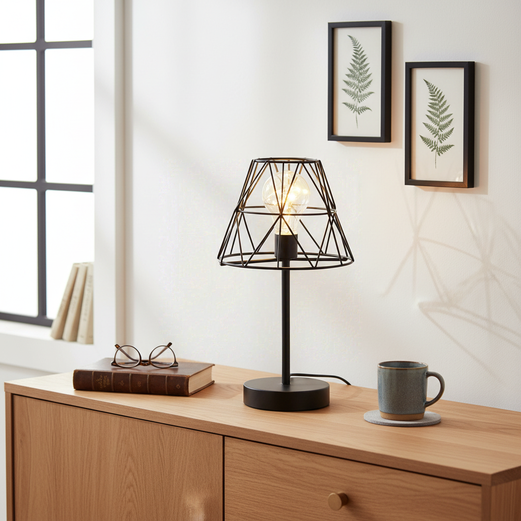 17 Stories Lampe de table LED en fer épuré - Noir