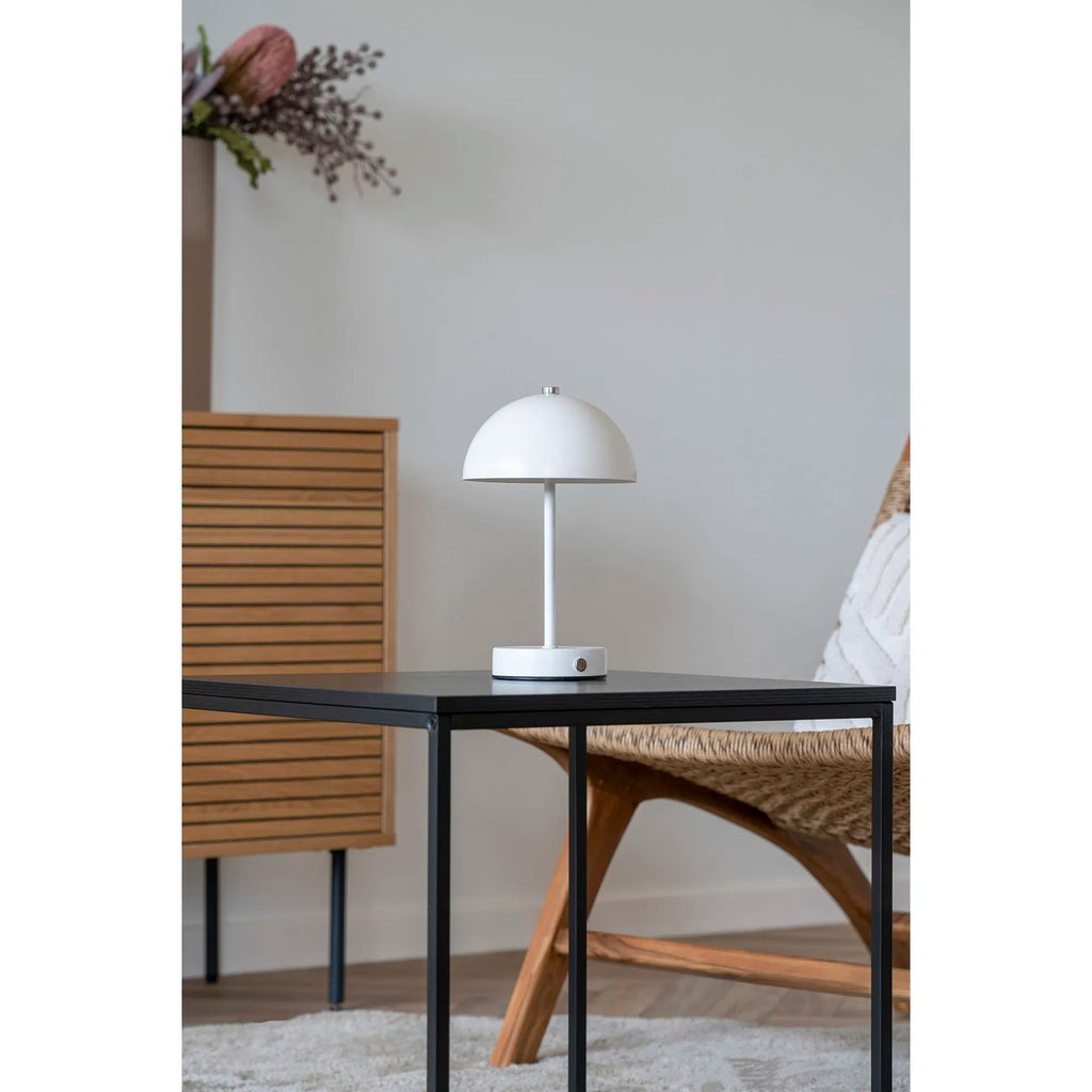 Lampe de table en métal rechargeable - Blanc/Acier