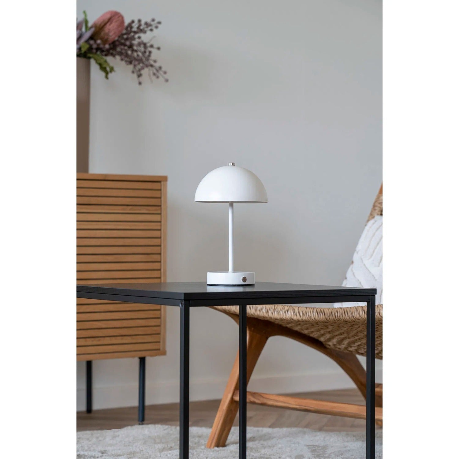 Lampe de table en métal rechargeable - Blanc/Acier