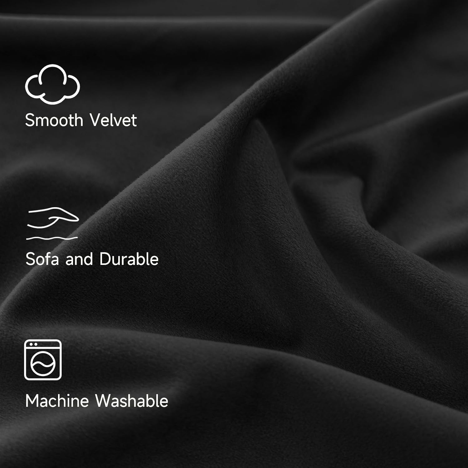 YSTYLE Rideaux occultants pour chambre et salon - Lot de 2 panneaux, rideaux thermiques isolants, 140 x 280 cm, SEHLR, Noir