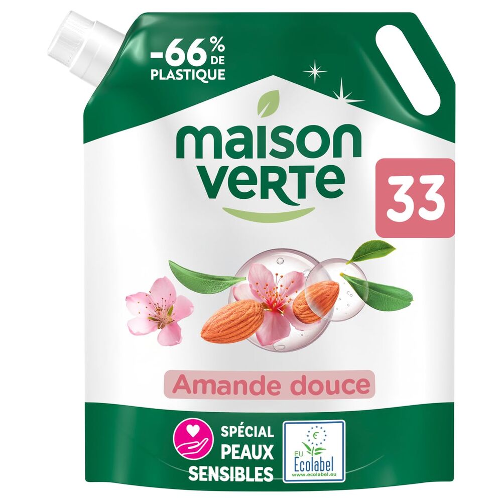 Maison Verte Lessive doypack amande peaux sensibles 33 lavages 1,485 L