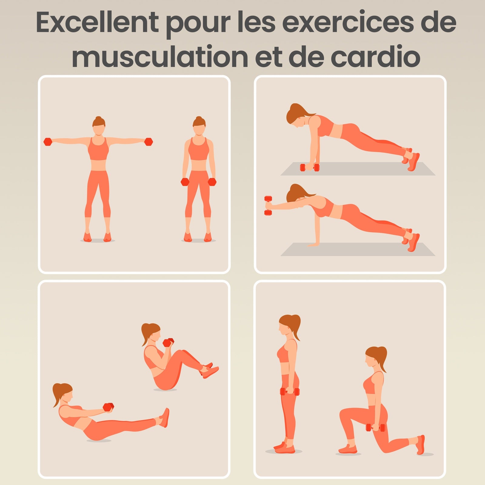 JOYFURNOSPaire de poids à main en néoprène, 2 x 1,5 kg, Haltères hexagonaux, Exercice de fitness pour entraînement à domicile, Orange