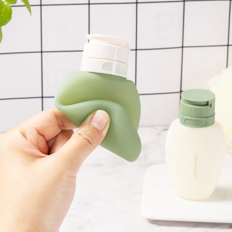 JORDAN&JUDY Lot de 3 bouteilles de voyage en silicone, rechargeables, anti-fuite, portables, pour shampoing et cosmétiques, 60 ml, Offre annuelle, Cadeaux phares