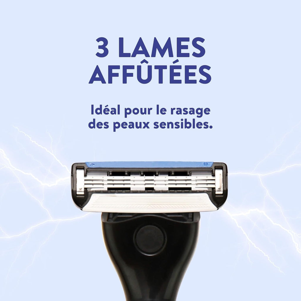 MONSIEUR BARBIER Ambitieux Kit de rasage - 1 manche de rasoir, 4 cartouches de lames de rechange (modèle à 3 lames)