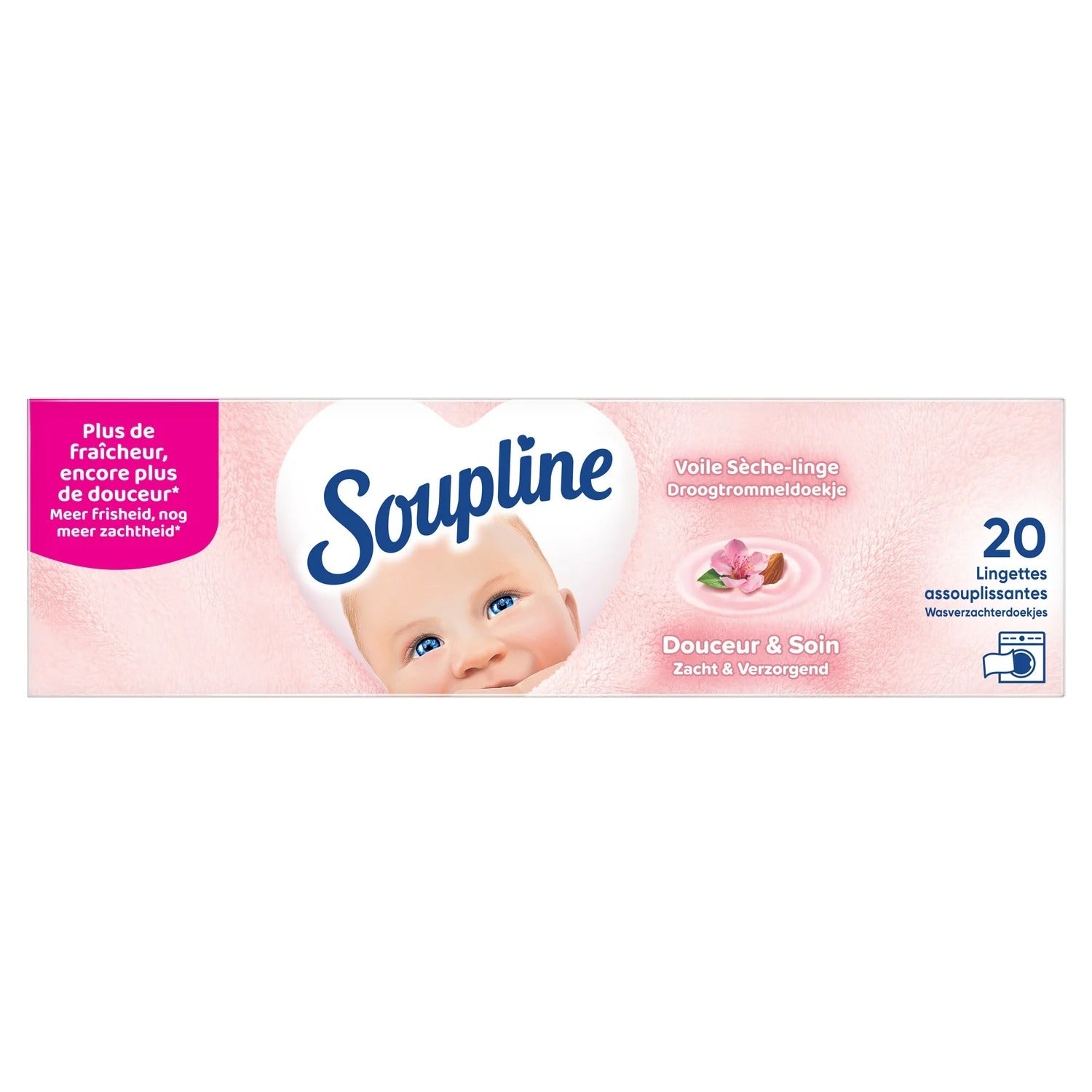 SOUPLINE Feuilles adoucissantes pour sèche-linge douces et respectueuses des peaux sensibles 20 feuilles