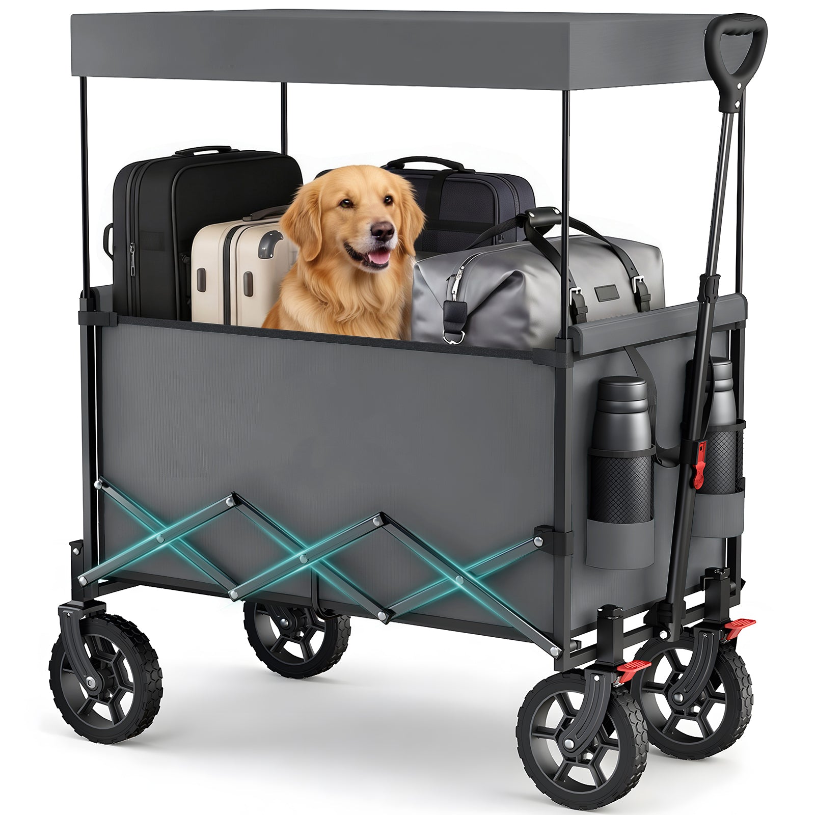 Sekey Grand chariot de camping pliable 150 L avec auvent amovible gris