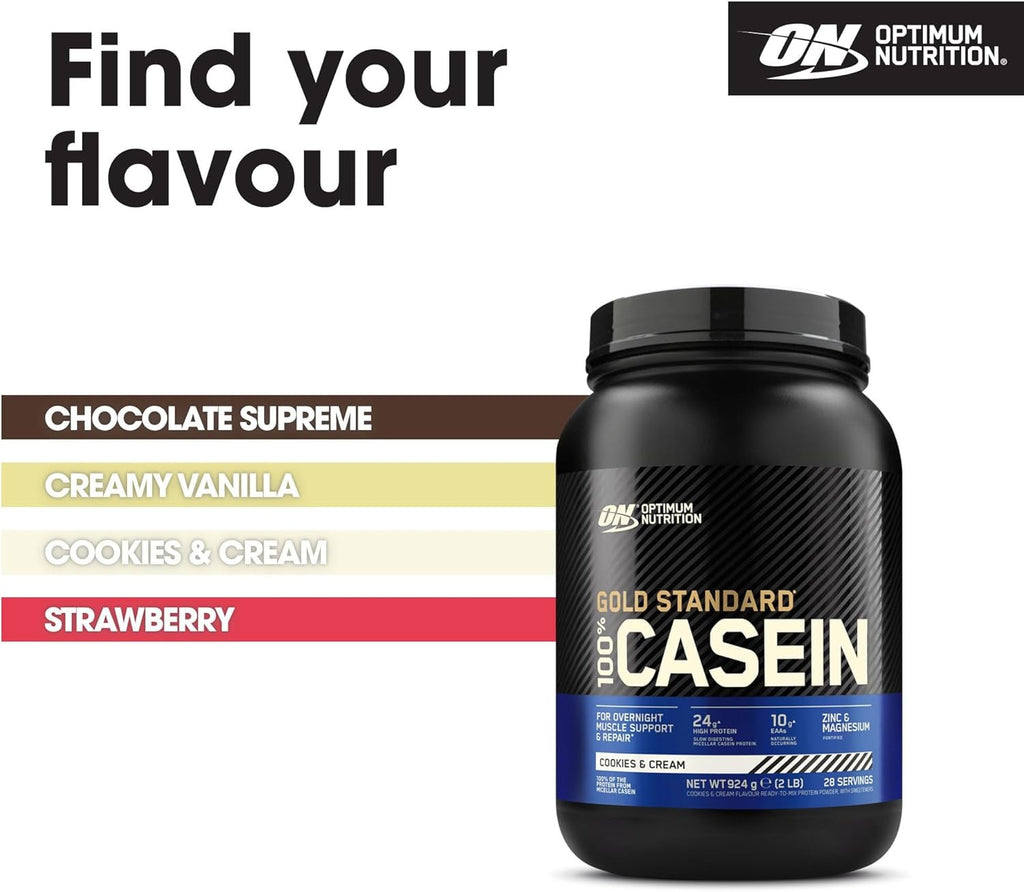 Optimum Nutrition Gold Standard 100 % Caséine en Poudre, Cookies & Cream 924 g (28 Portions)