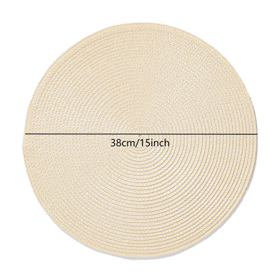 Set de table rond en polypropylène riz perlé, Lot de 6 sets de table ronds tressés lavables antidérapants pour tables à manger, 15 pouces, Décoration intérieure