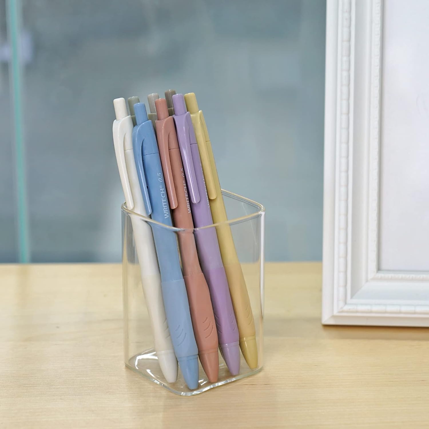 WRITECH Stylos gel 0,5 mm avec prise en main douce - Lot de 8 stylos rétractables à encre noire pour écriture fluide, sans bavure ni tache