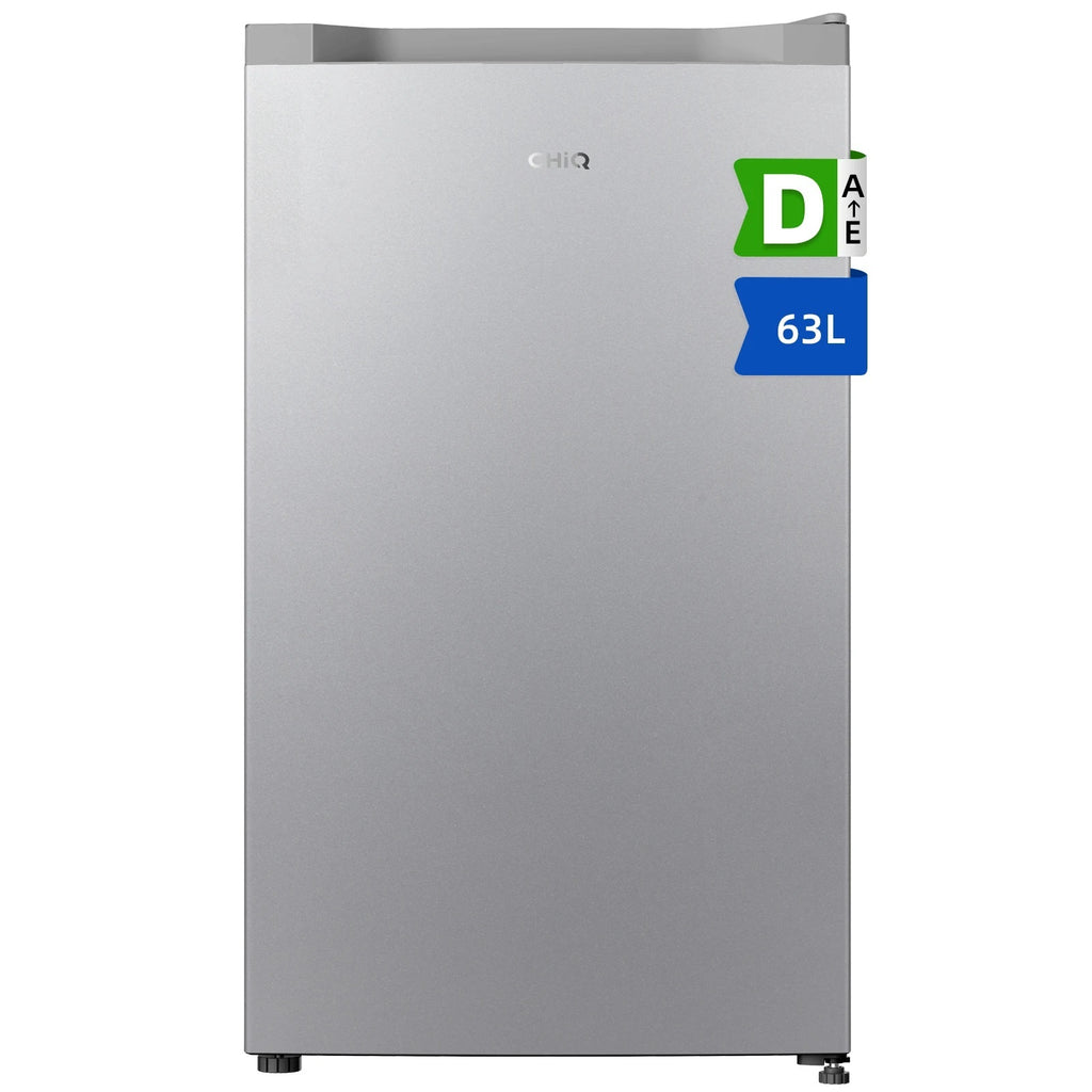 CHiQ JR63DSD Congélateur vertical 63 L, congélation rapide 4 étoiles, design compact 47 cm de large, silencieux 38 dB, dégivrage manuel, porte réversible, finition argent, classe énergétique D