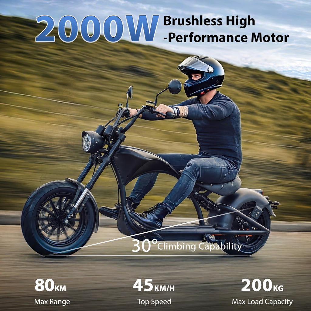 Mangosteen [Offres d'été - avec livraison le lendemain] M1P Moto électrique, 2000 W, 60 V, 30 Ah, Jusqu'à 80 km d'autonomie, 45 km/h