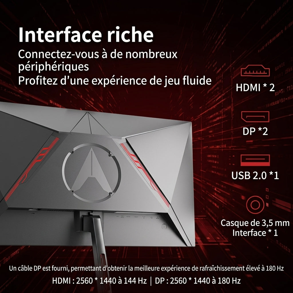 ochama Moniteur gaming haute résolution 2K QHD - 27 pouces