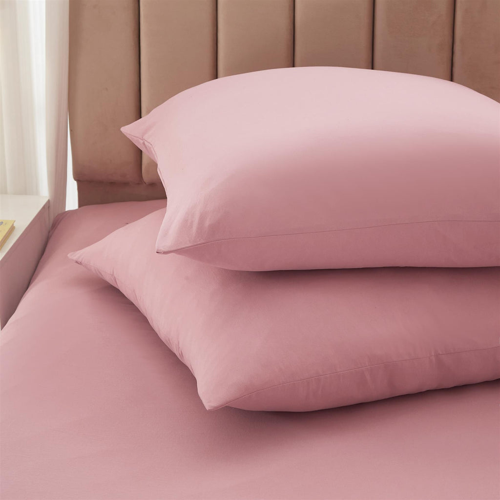 Meeallhome Parure de housse de couette lavée et brossée, 1 housse 200 x 220 cm, 2 taies 80 x 80 cm, Beige rosé