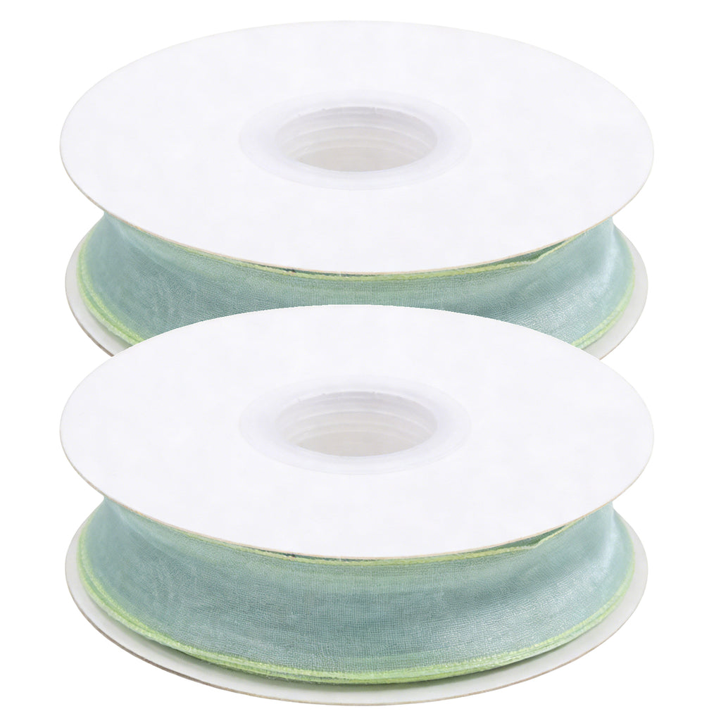 JU7CER Lot de 2 Pièces Ruban à Queue de Poisson en Tulle Princesse Snow 2,5 cm x 18 m Noeud de Ruban Tulle Ondulé Ruban en Soie Unie Matière d'Emballage Florale