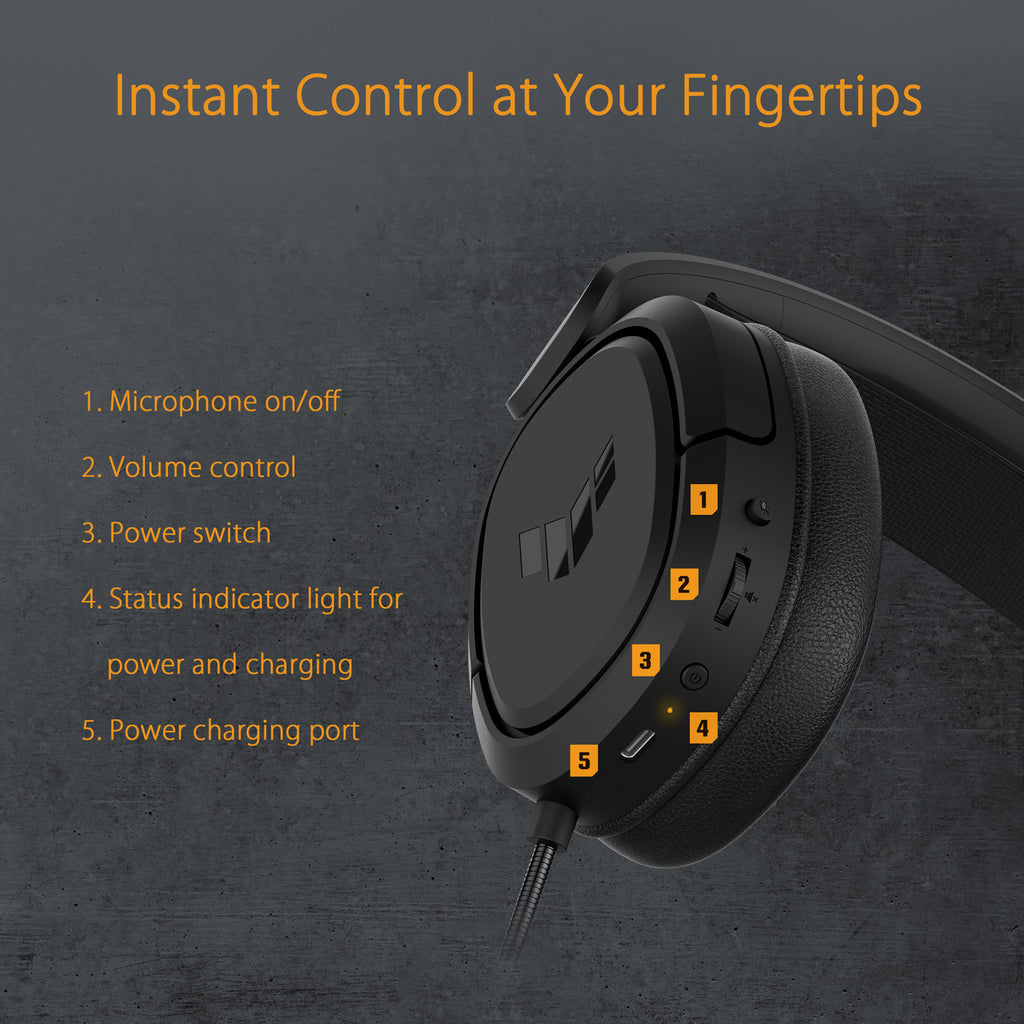 ASUS TUF H1 Casque Gaming Sans Fil - Noir