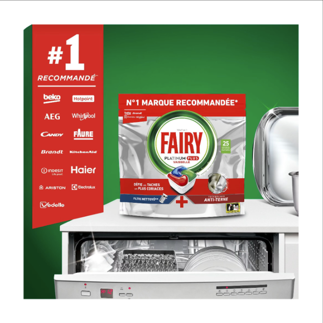 Fairy Capsules Lave-vaisselle Platinum+ Original, 142 capsules (2 x 71)