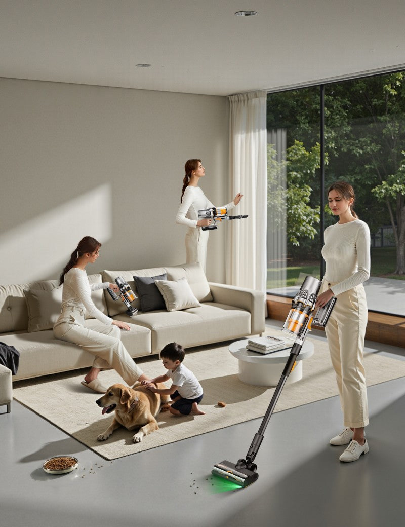 Aspirateur sans fil Deerma T50W XT avec socle tout-en-un sans entretien : vidange automatique, stérilisation UV et charge automatique intégrées