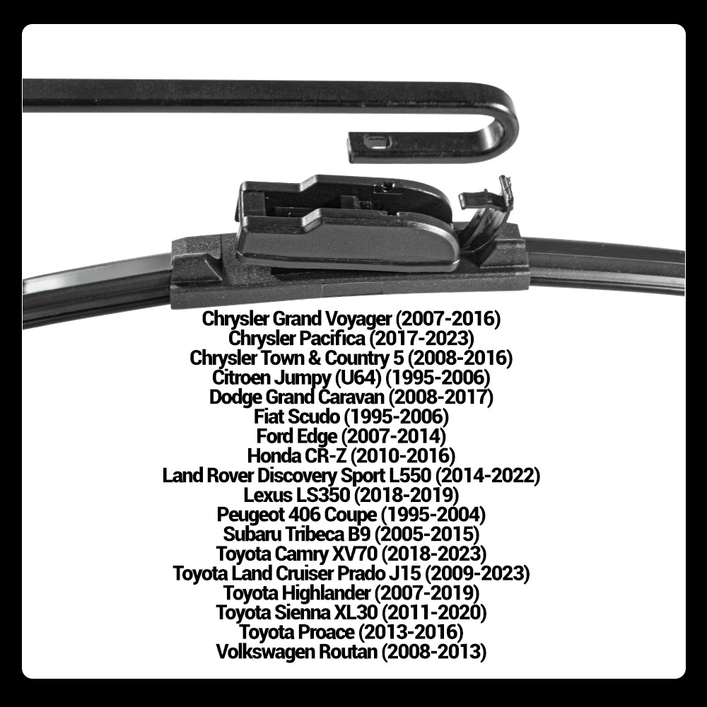 LECIBUBI Essuie-glaces pour Toyota Camry/Highlander, Land Rover Discovery Sport, Chrysler Voyager avec crochet U, équipement d'origine - 650 mm + 500 mm