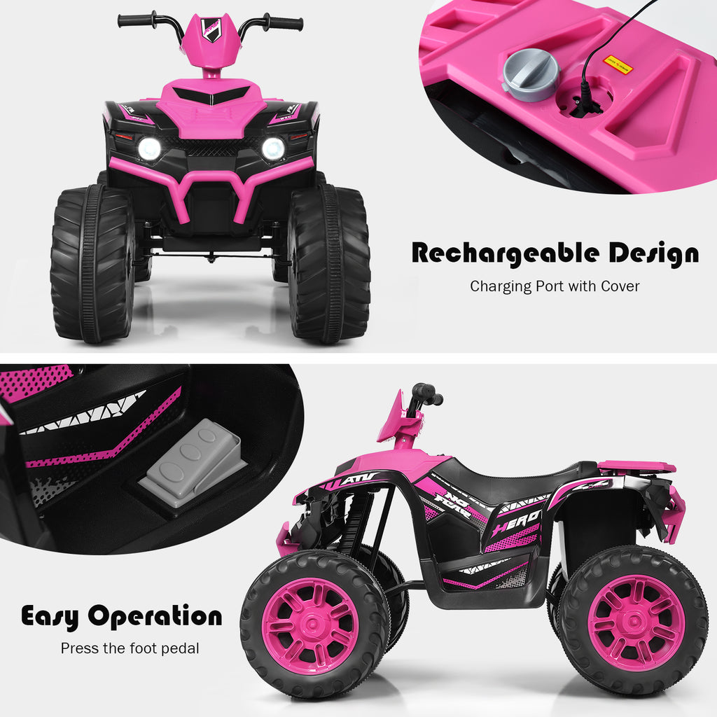 Quad électrique pour enfants, avec batterie et éclairage LED