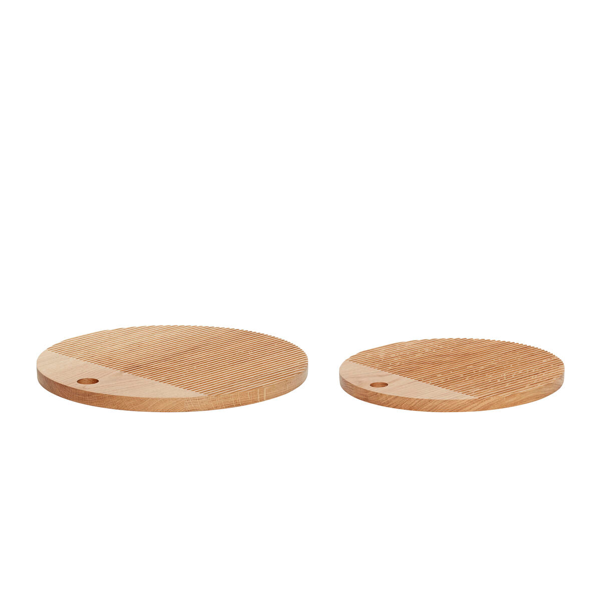 Hübsch Monarch Lot de 2 planches à découper rondes en bois naturel