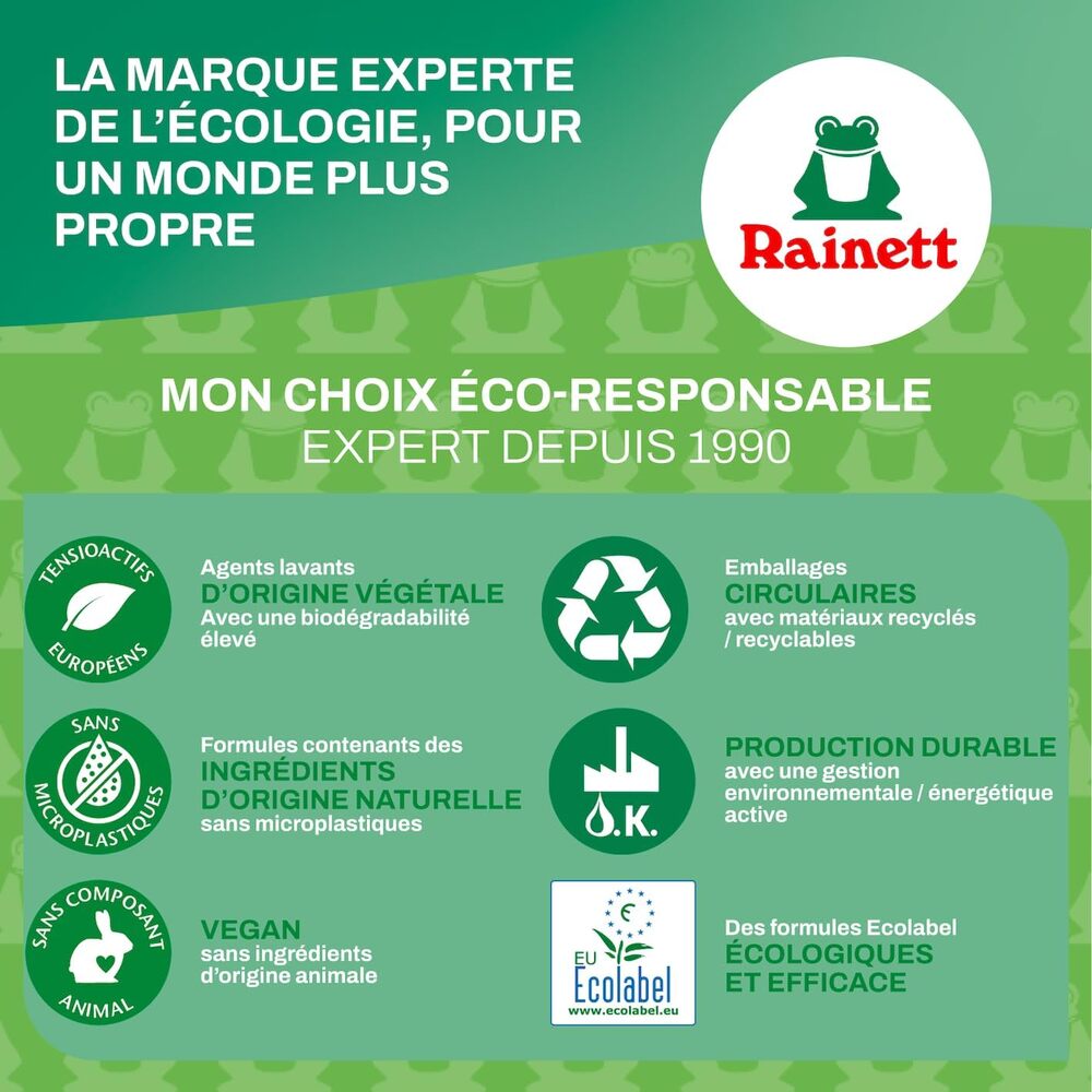 RAINETT Lessive liquide peaux sensibles écologique à l'aloe vera 32 lavages 1,6L