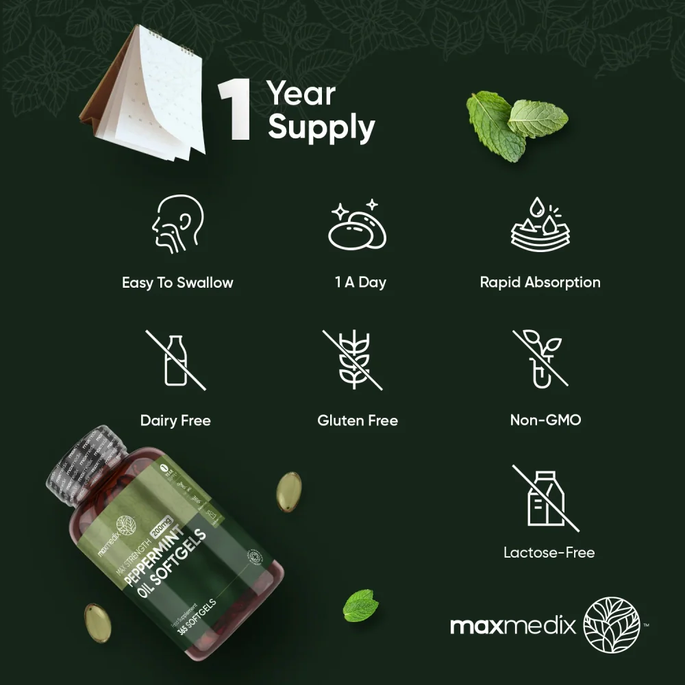 WeightWorld Huile de menthe poivrée 200 mg 365 gélules molles