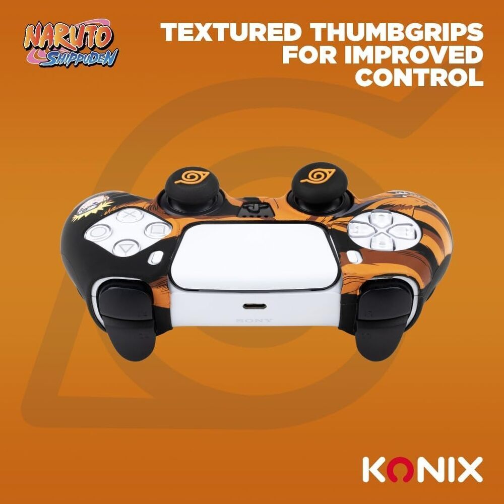 KONIX Naruto Shippuden Coque de protection pour manette DualSense PS5 - Silicone - Croix directionnelle - Motif Kurama/Kyûbi et Naruto - Noir