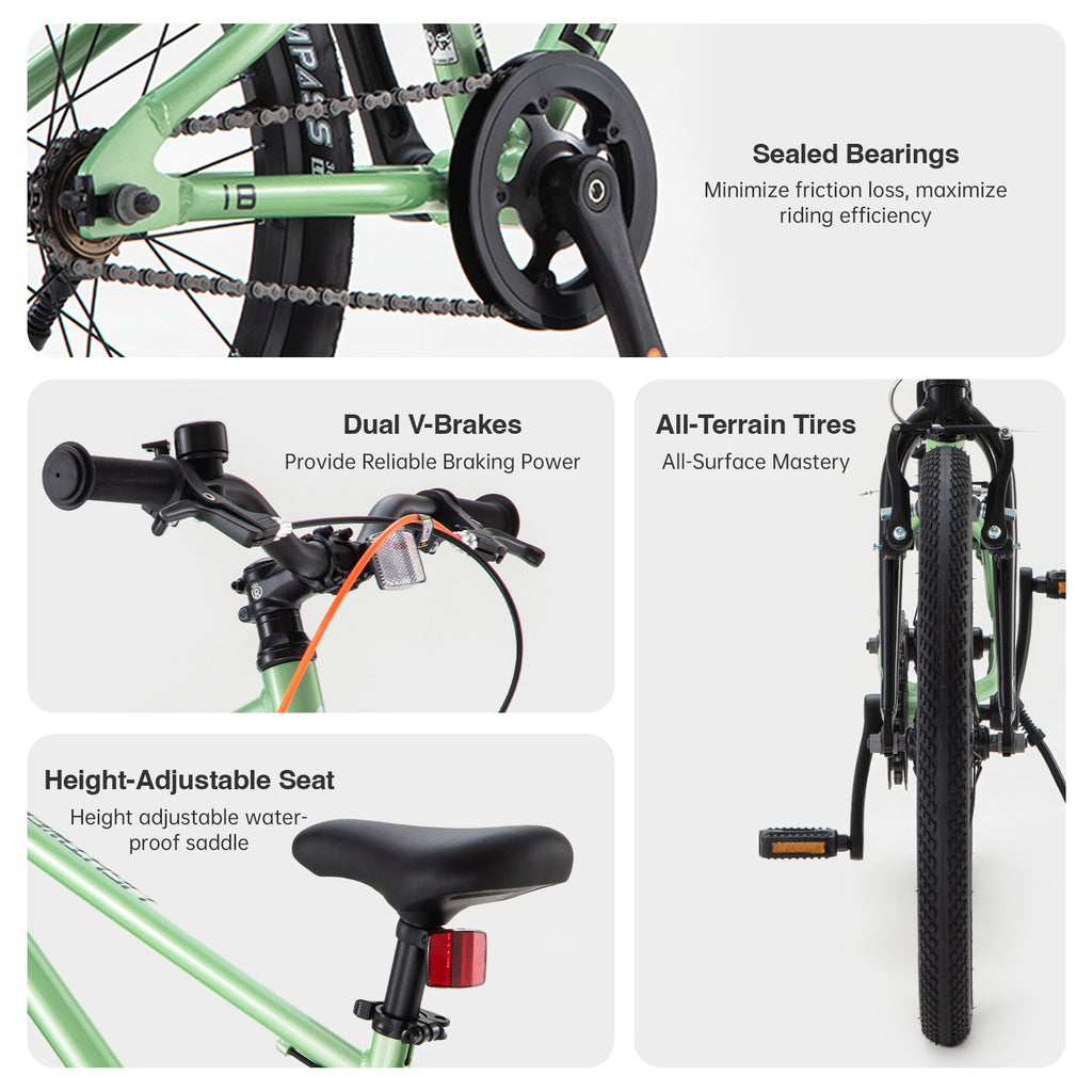 RoyalBaby+ Vélo pour enfants+ Aluminium Freestyle PRO+ 18 pouces Vert, Poids net 6,9 kg