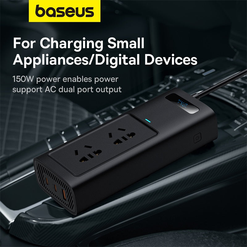Baseus Pro Onduleur de puissance pour voiture 150 W 220 V CN/EU - Noir