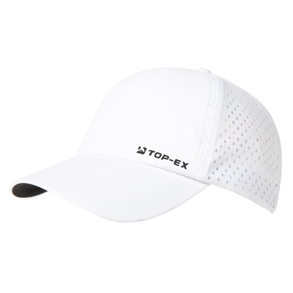 TOP-EX Casquettes de baseball non structurées pour course, maille respirante, séchage rapide, bandeau anti-transpiration rafraîchissant, M/L, Blanc