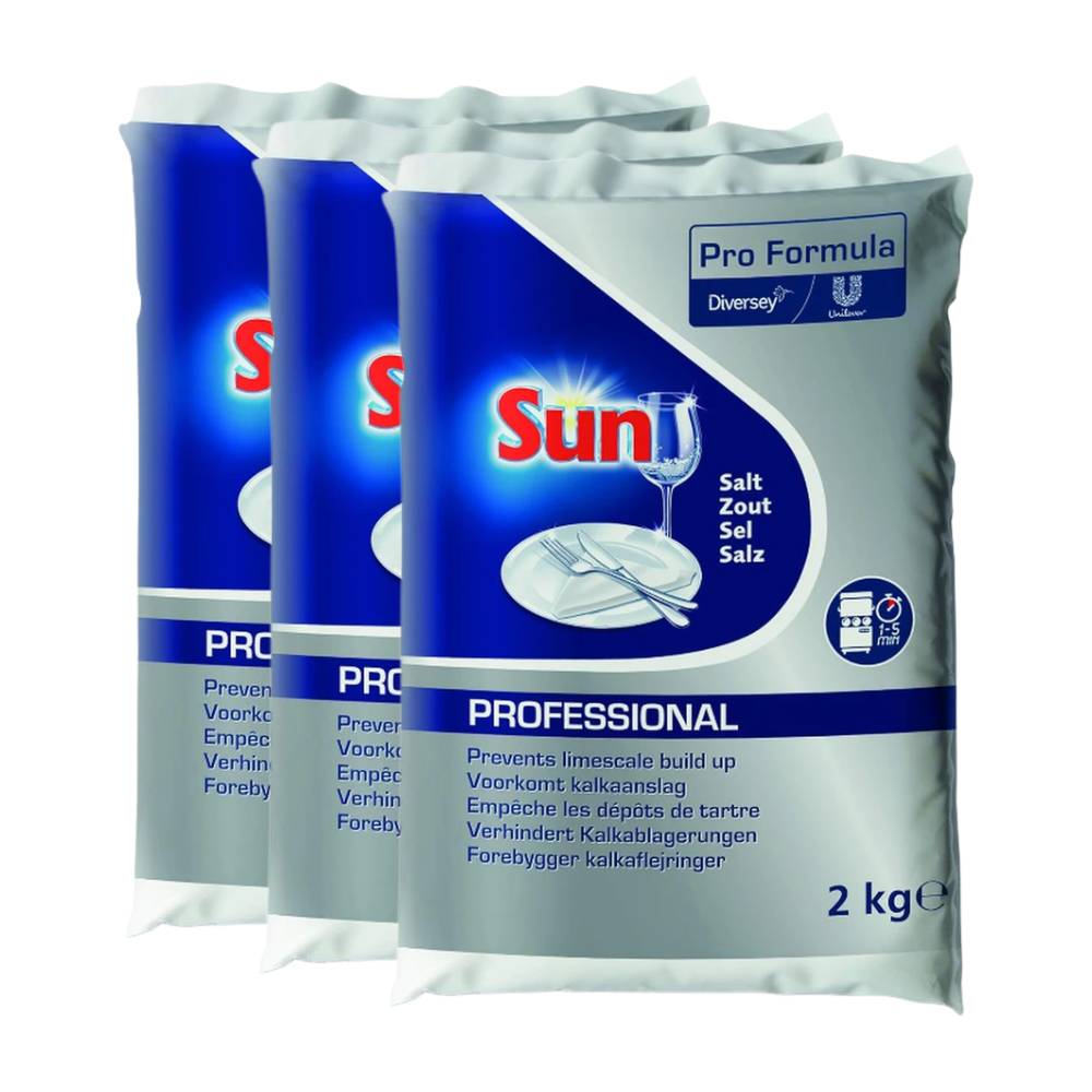 Sun Professionnel Sel de régénération pour lave-vaisselle Anticalcaire 3 x 2 kg (= 6 kg)