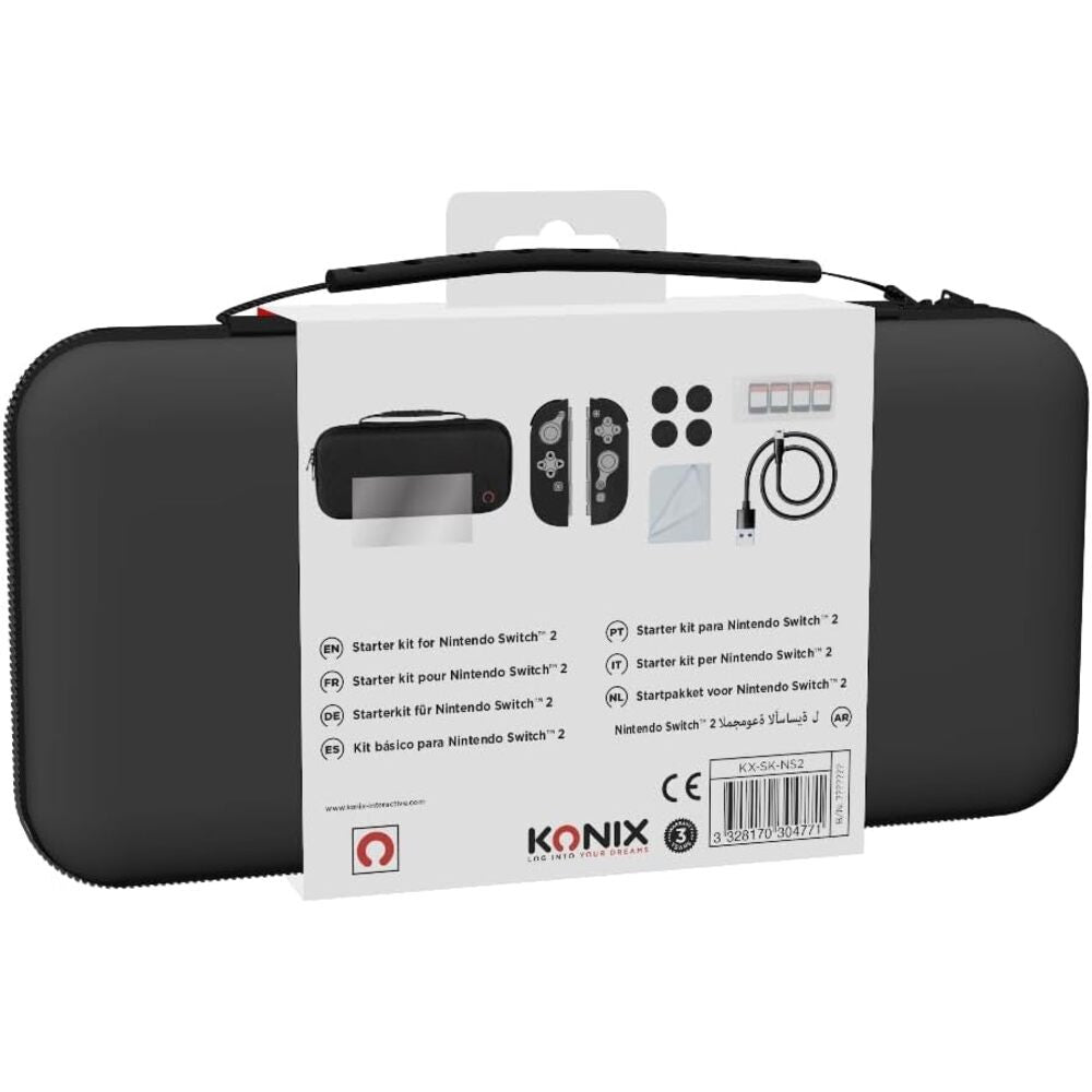 Konix Pack d'accessoires gaming Starter Kit pour console Nintendo Switch 2 - Housse - 4 appuie-pouces - Verre trempé - Boîtier 9 jeux - Écouteurs