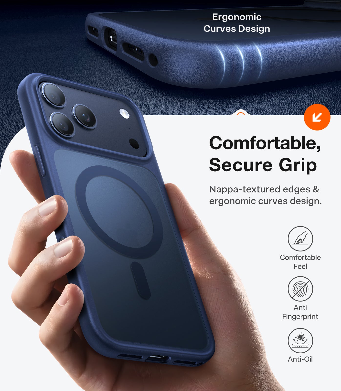 TORRAS Coque de téléphone Série Guardian Magnétique pour iPhone 17 Pro Max - Bleu marine