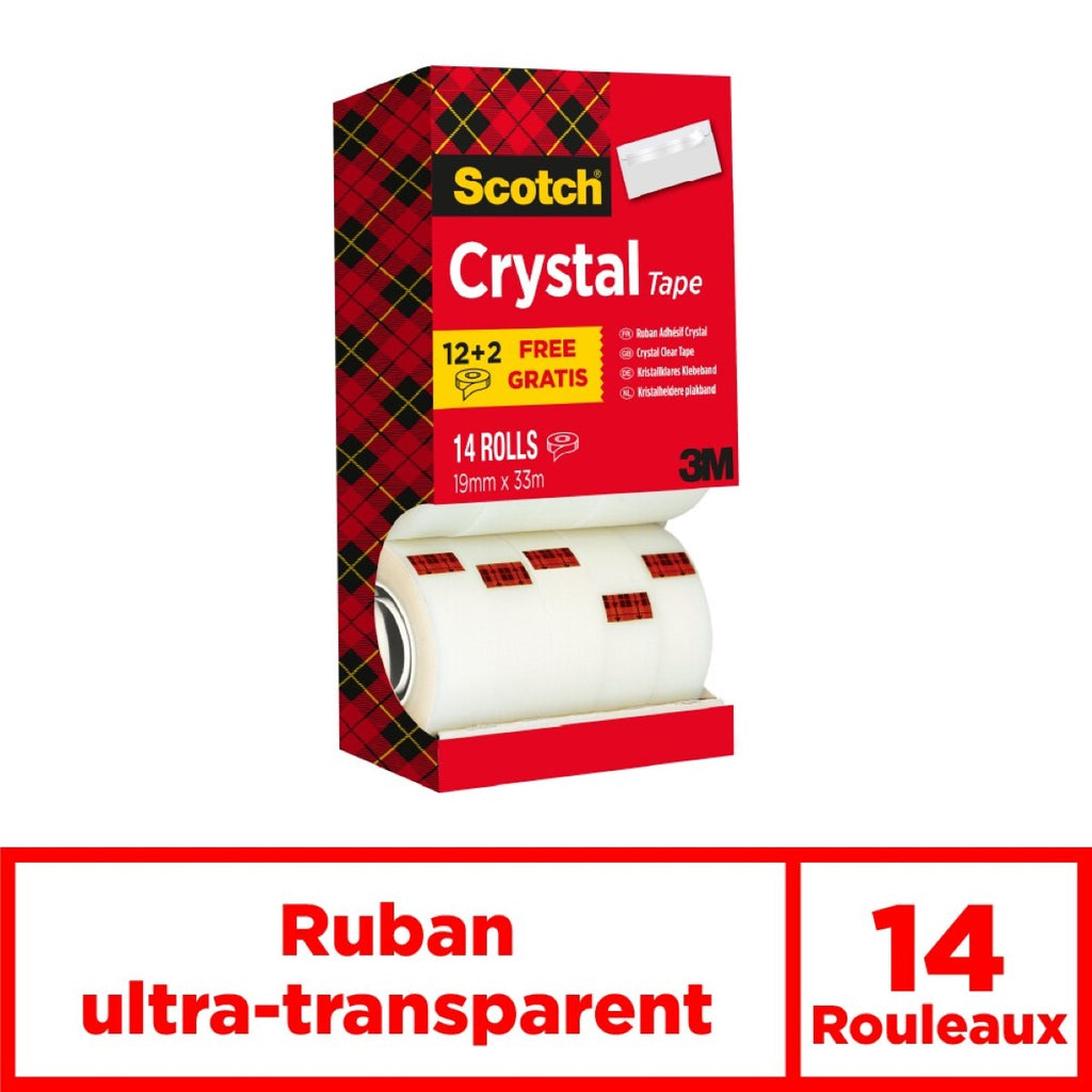 Scotch® Ruban adhésif transparent, Pack économique, 19 mm x 33 m, 14 rouleaux/boîte