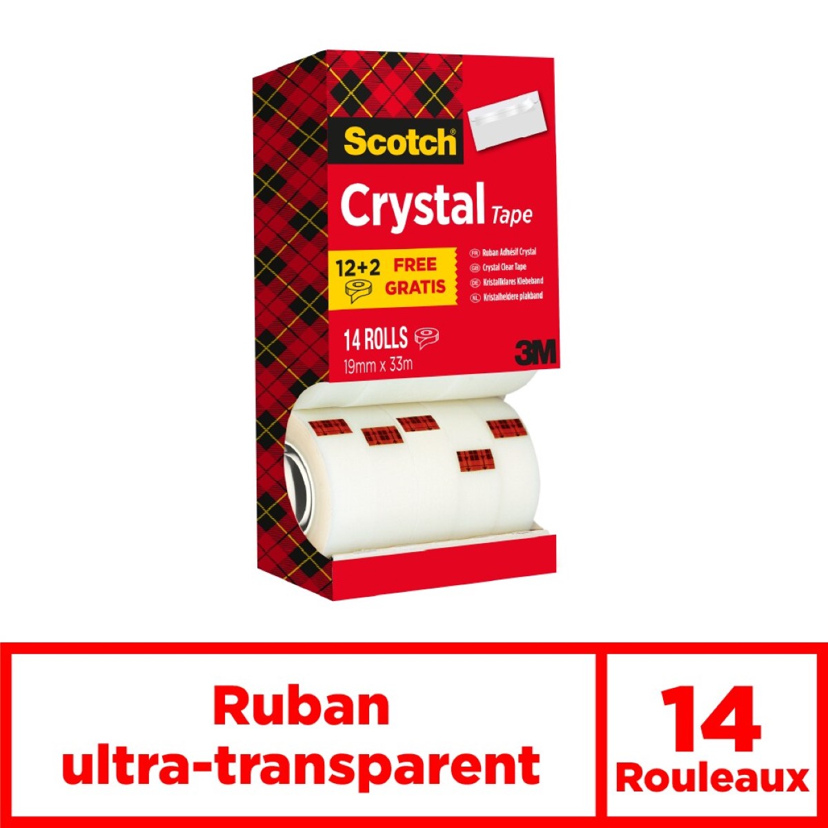 Scotch® Ruban adhésif transparent, Pack économique, 19 mm x 33 m, 14 rouleaux/boîte