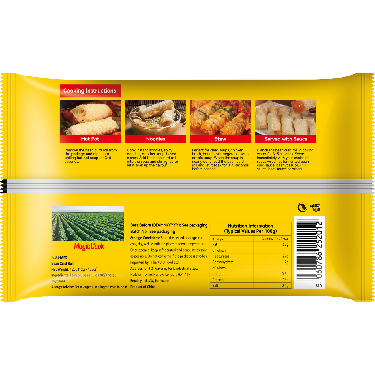 HAIDILAO Rouleaux de Sonnette pour Fondue Chinoise 120 g (12 Pièces)