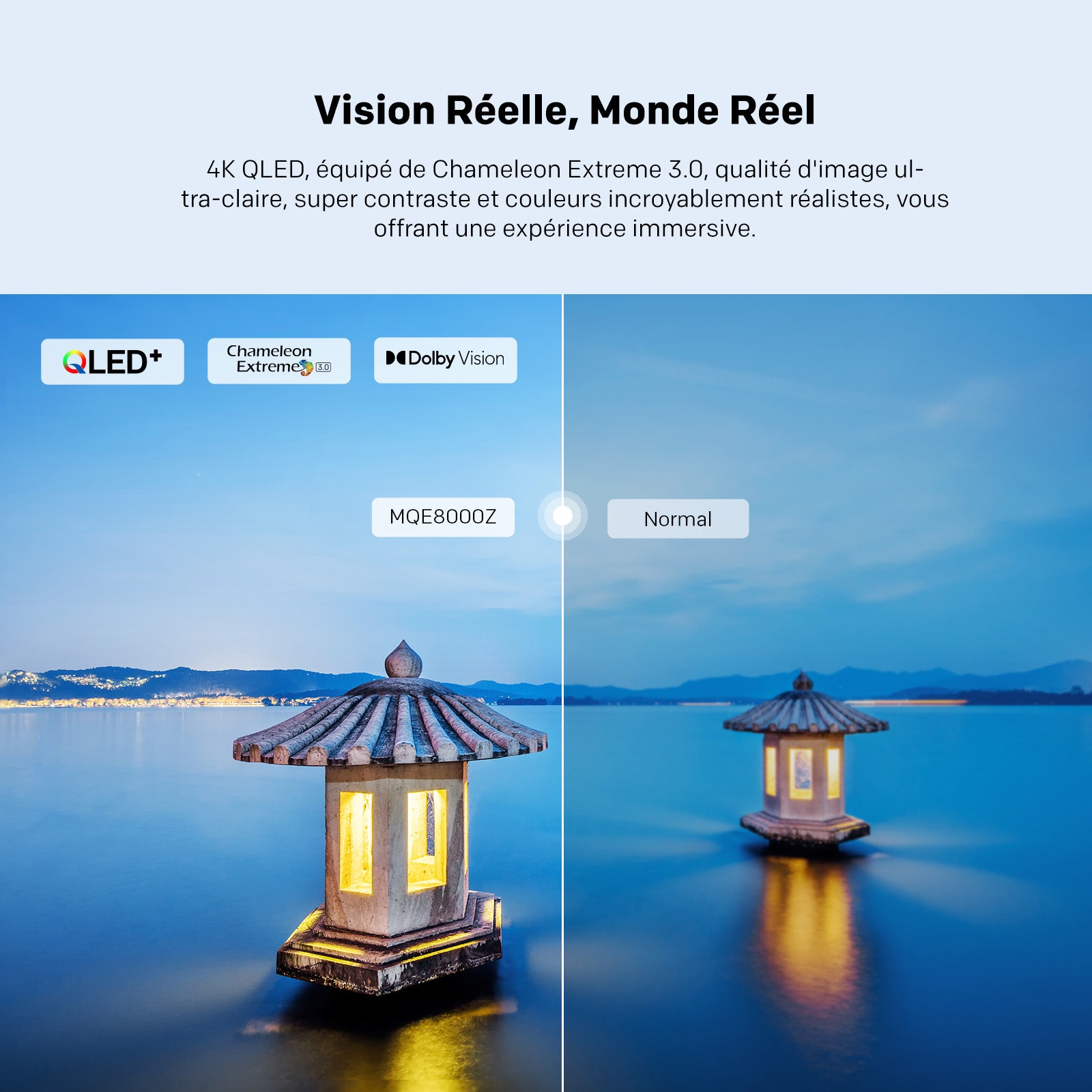 METZ 65MQE8000Z TV 65 pouces (165 cm) QLED Google TV, 144 Hz, 4K UHD HDR10+, Dolby Vision & Atmos, Système audio 2.1.2 avec caisson de basses intégré, HDMI 2.1, FreeSync Premium, MEMC