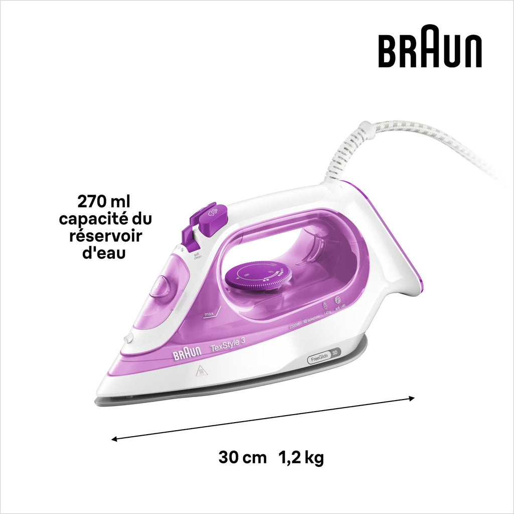 BRAUN TexStyle 3, Fer à Repasser Vapeur, SI3030PU, Violet