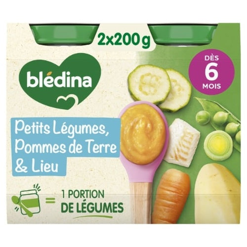 BLEDINA Pot salé légs pomm.de terre colin lieu dès 6m. 2X200g
