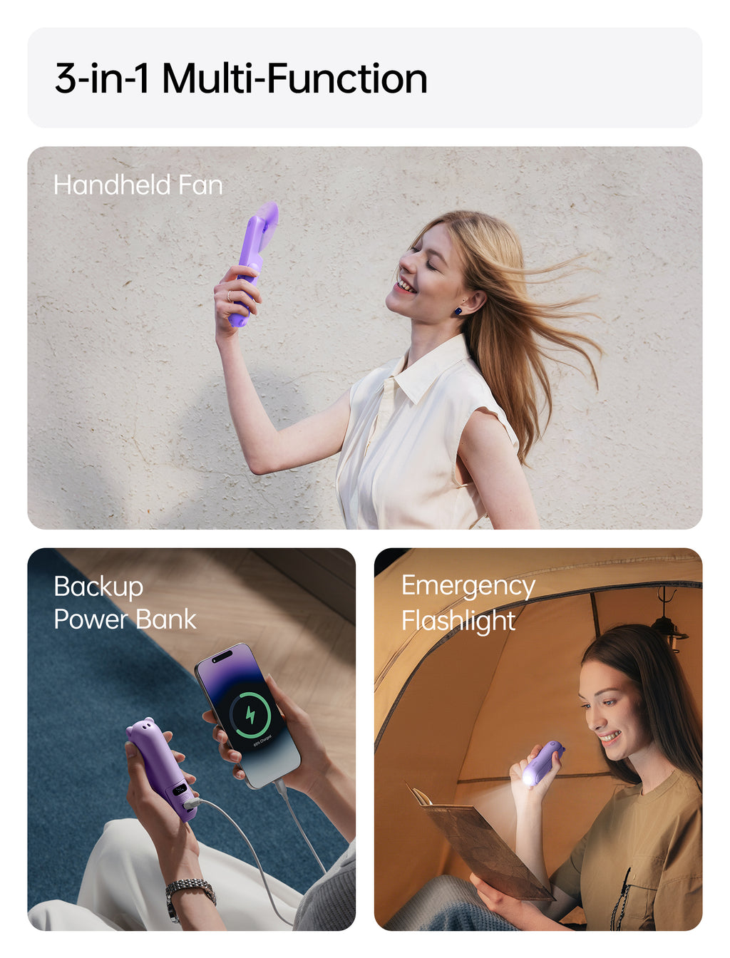 JISULIFE ventilateur à main F8S-Violet