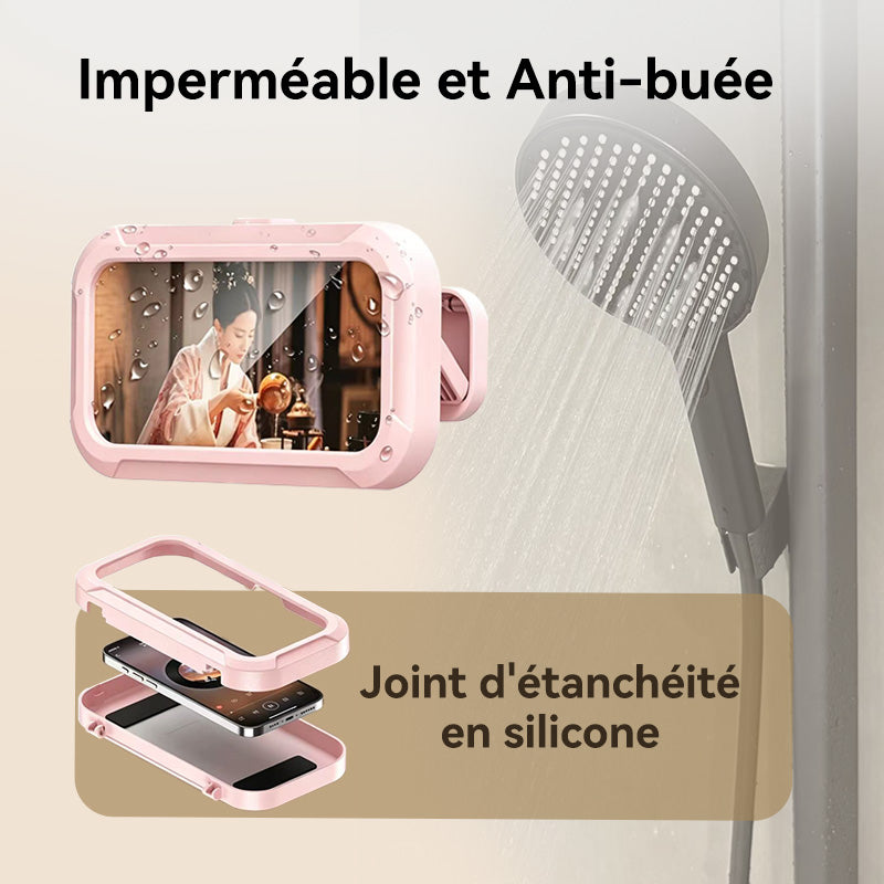 JORDAN&JUDY Protection étanche pour téléphone, support étanche rotatif à 360° réactif au toucher, sans perçage, pour la salle de bain, rose