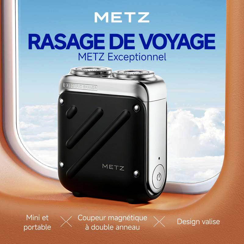 METZ Rasoir électrique pour homme style voiture supersportive, portable, coffret cadeau, cadeau parfait pour la Saint-Valentin de Qixi pour petit ami et père, Argent irisé